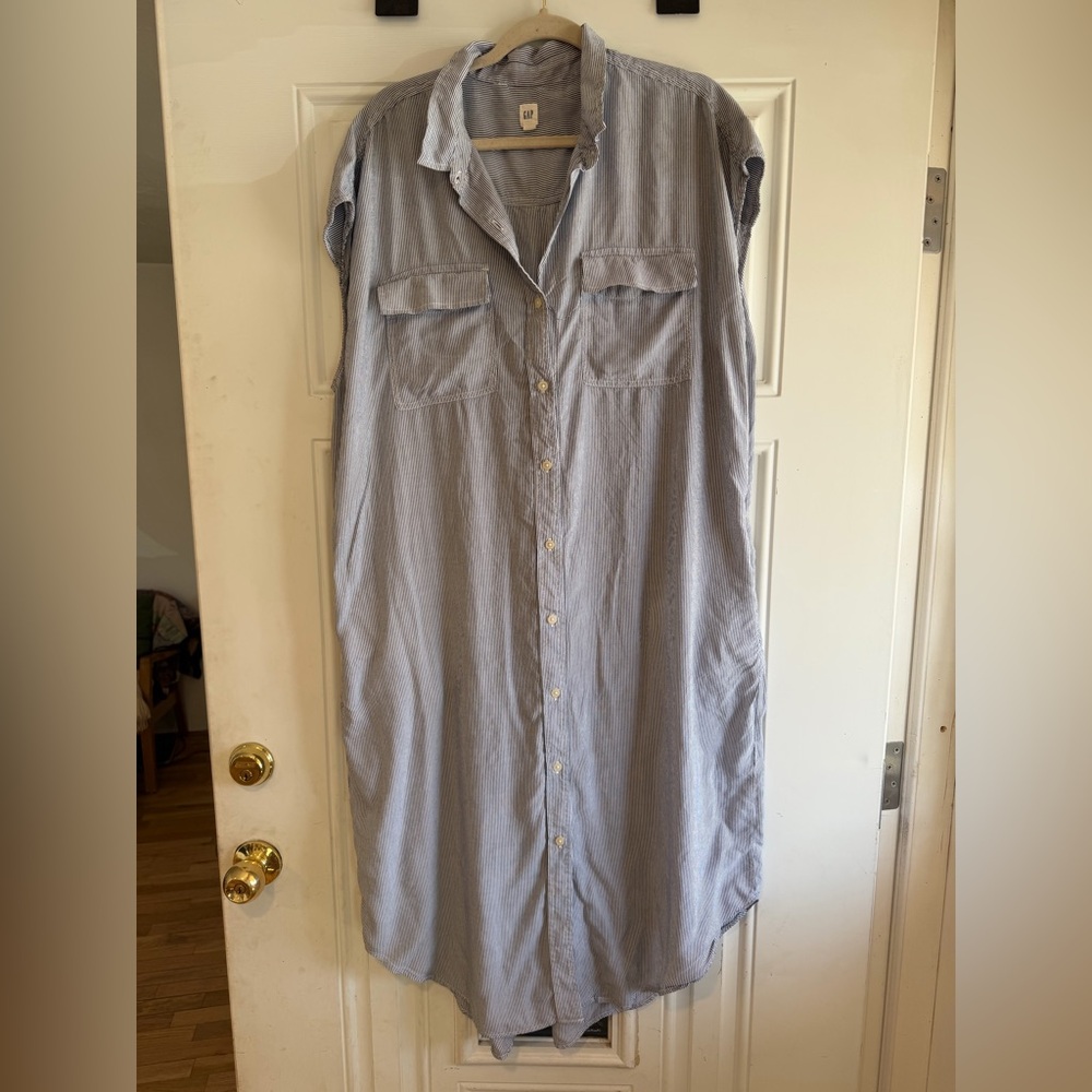 GAP Blue and White Striped Shirt Dress